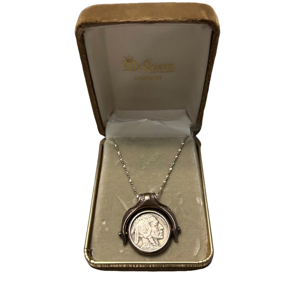 Vtg Buffalo Indian Head Nickel 19 In Necklace - Picture 6 of 7